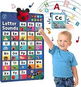 LEARNING BUGS Press to Learn Phonics, Interactive Letters and Sounds Talking Poster, Preschool & Kin