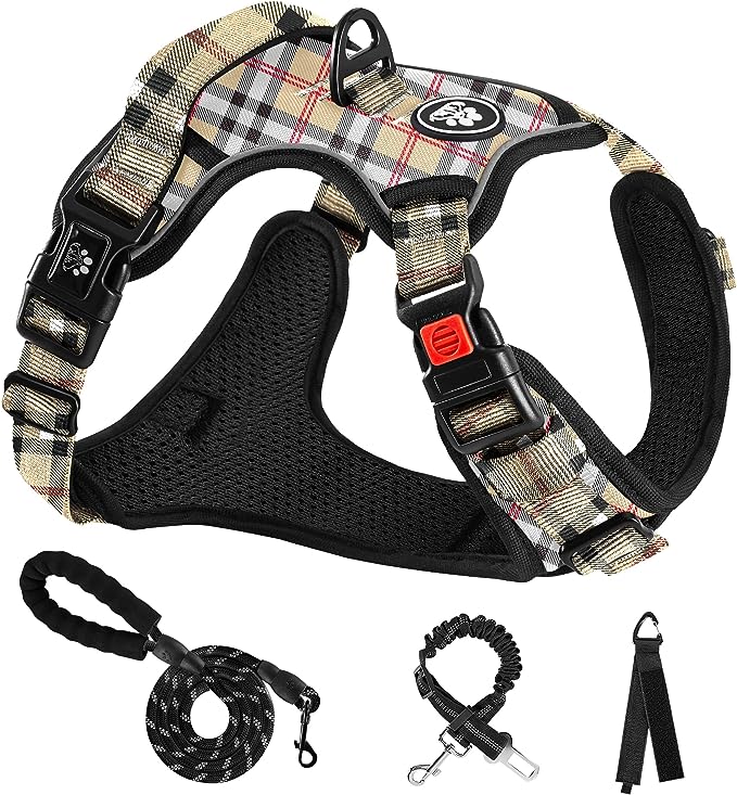 Dog Harness with Leash Adjustable Soft Padded XS-Neck