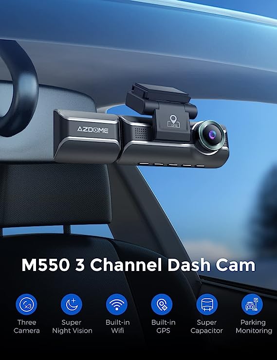 Dash Cam Recorder for Front Inside Rear and Night Vision